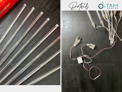 Bộ 08 ống đèn Led sao băng nhiều màu (Led 1 chiều - Cắm điện) D45cm LED-KHAC-02